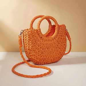 Sac de plage en paille de papier, vente chaude 2024, petite taille, sac à bandoulière de plage, sac en paille J0202 - Product Image 5