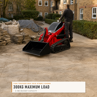 Mini Skid Steer Loader T360 dengan Track Karet, 941kg, Compact Track Loader, Bucket 0.1M3, EPA EURO5 untuk Pekerjaan Tanah