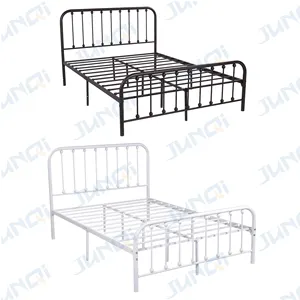 Großhandel Wohn möbel Schlafzimmer Heavy Duty Metall Plattform Schlafsaal Bett mit Eisen Kopfteil Modern Double Bed Fram