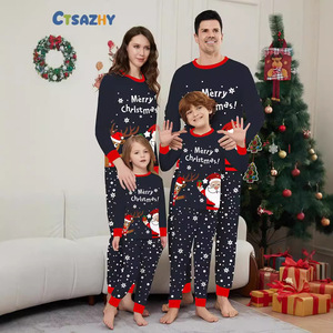 Novo Conjunto de Roupa de Inverno Macio para o Natal, Outono/Inverno, Blusas Longas e Calças com Estampa de Papai Noel e Cervo, Pijama Loungewear Floral Completo - Product Image 1