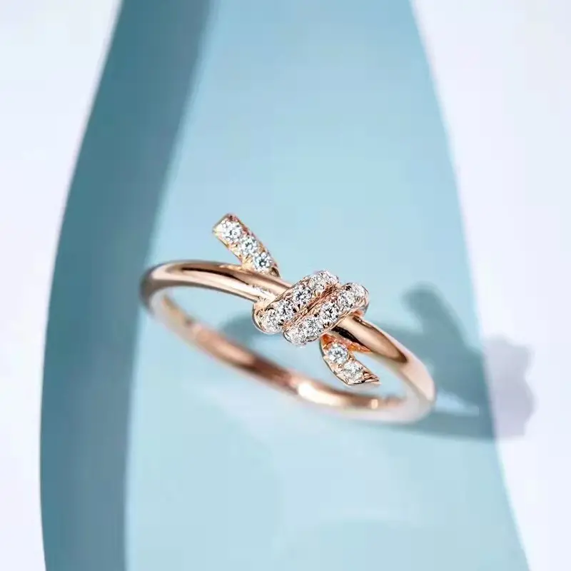 316L perhiasan zirkon bertatahkan emas 18K, cincin berlian untuk wanita cantik baja tahan karat