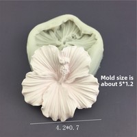 Moule en silicone gris de qualité alimentaire en forme de fleur d'hibiscus à cinq pétales pour chocolat, pâtisserie, fondant, plâtre, savon, résine époxy – Outil de décoration DIY