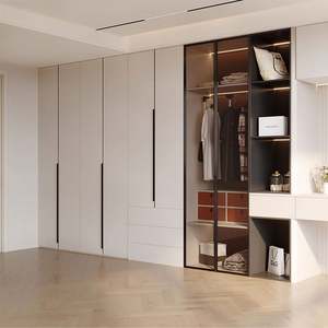 Santopova Stylish <b>Light</b> - Colored Closet with Glass Panels, Multi - Functional Storage & <b>Vanity</b> Area, Home Decor - Product Image 3