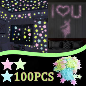 Juego de pegatinas de estrella luminosa 3D, 100 piezas <span class=keywords><strong>para</strong></span> techo y paredes de dormitorio infantil, decoración iluminada <span class=keywords><strong>para</strong></span> el hogar, calcomanías de pared de plástico - Product Image 5
