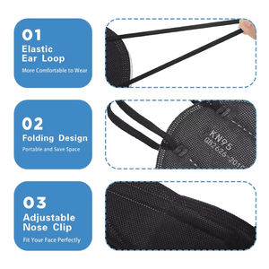 Masker Wajah Sekali Pakai KN95 10 Paket Masker Pengaman Bernapas 5 Lapis, Masker Pelindung Respirator Sekali Pakai untuk Pria dan Wanita Hitam - Product Image 2