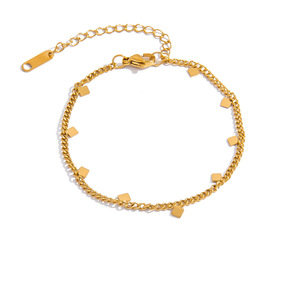 Bracelet en acier inoxydable plaqué or 18 carats avec breloque cœur et fleur, bijou unisexe, cadeau - Product Image 5