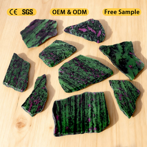 แผ่นหินรูบี้โซไซต์ธรรมชาติขัดเงาสำหรับตกแต่ง ขายส่ง - Product Image 2