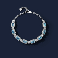 Bracelet en argent sterling plaqué topaze pierre naturelle CZ minimaliste de luxe S925 pour femmes