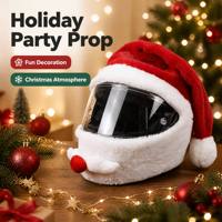 Housse de casque de moto en peluche motif Père Noël, chaude et anti-rayures, pour casque intégral, idéale comme cadeau de Noël pour le plaisir des sorties hivernales