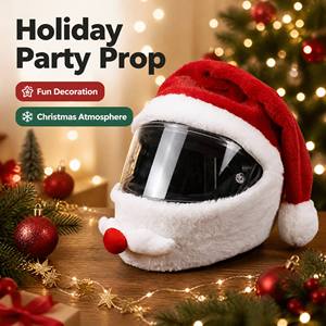 Housse de <span class=keywords><strong>casque</strong></span> de <span class=keywords><strong>moto</strong></span> en peluche motif Père Noël, chaude et anti-rayures, pour <span class=keywords><strong>casque</strong></span> intégral, idéale comme cadeau de Noël pour le plaisir des sorties hivernales - Product Image 1