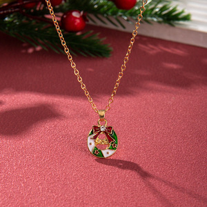 Christmas Pendant <b>Necklace</b> Zinc Alloy Santa Claus Reindeer Christmas <b>Tree</b> Gift Jewelry For Women Holiday Fashion Accessory - Product Image 3