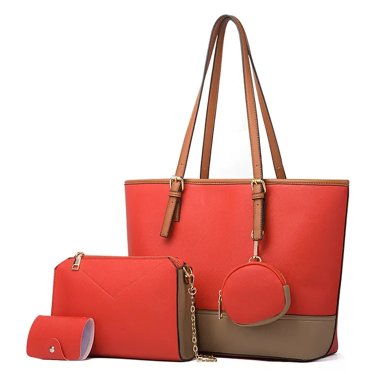 New High Quality PU leather purse and handbags office ladies crossbody women 4pcs hand bags set
