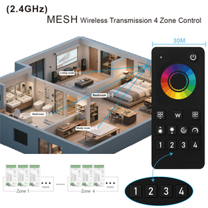 MC103A Aipin Mash RGB Gruppen-Synchronsteuerung Farbwechsel Nachtlicht Deko 12V 24V LED-Streifen-Controller mit 4-Zonen-Fernbedienung - Product Image 3