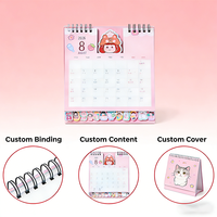 Calendrier de bureau à spirale mensuel avec logo personnalisé de dessin animé Kawaii, imprimé, organisateur de station, 2022 2023, support de table, calendrier à retourner