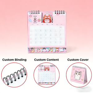 <span class=keywords><strong>Calendrier</strong></span> de bureau à spirale mensuel avec logo personnalisé de dessin animé Kawaii, imprimé, organisateur de station, 2022 <span class=keywords><strong>2023</strong></span>, support de table, <span class=keywords><strong>calendrier</strong></span> à retourner - Product Image 2