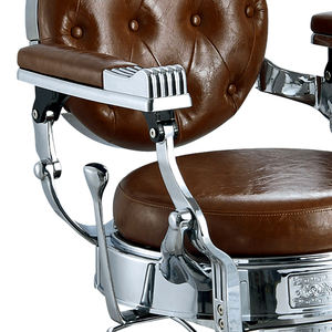Silla reclinable de peluquero marrón resistente, marco de silla galvanizada de cuero, silla de estilo de peluquería de aluminio - Product Image 4