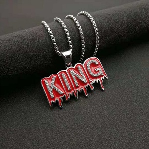 Waterproof Hiphop Jewelry Crystal Rhinestone Stainless Steel Custom <b>Letter</b> Link Chain Anniversary Necklace Pendant - Product Image 3