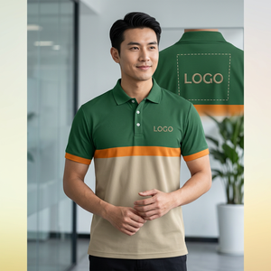 Camiseta Polo Personalizada para Hombre de Fábrica Directa en Bloques de Color Azul-Gris con un Diseño Simple y Elegante, Adecuada para Uso Diario - Product Image 2