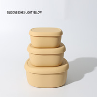 Boîte à lunch en silicone de style japonais et coréen, compatible micro-ondes, mini, pour le bureau et la cuisine, ensemble de rangement carré à trois niveaux, capacité de 501 à 800 ml