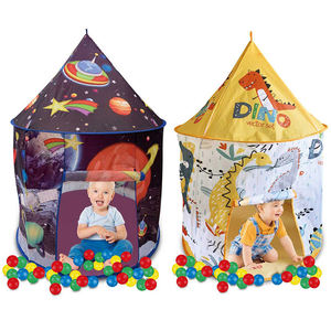 Tente Château pour Enfants avec 50 Balles Océaniques, Pliable et Portable, Aire de Jeu Intérieure/Extérieure, Motif Dinosaure et Espace, Cadeau d'Anniversaire - Product Image 1