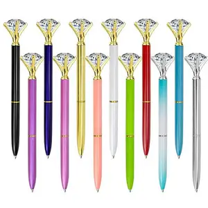 aluminum metal slim twist diamond pen for gifts,promotional customized laser logo diamond ballpoint pens with brand logo print