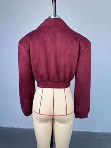 Nuova Giacca Corta Primaverile 2026 Stile Harajuku Rosso Vino con Scollo a V, Doppiopetto, Maniche Lunghe, <span class=keywords><strong>Chic</strong></span> Y2k <span class=keywords><strong>Abbigliamento</strong></span> Femminile - Product Image 4