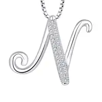 Ciondolo con nome personalizzato lettere ghiacciate N collana con ciondolo gioielli personalizzati in argento Sterling 925 con catena in argento Sterling