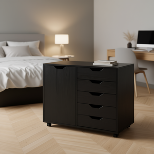 Db Halifax - Mueble de Almacenamiento Ancho con 5 Cajones, Color Negro, Elegante Organizador para Dormitorio - Product Image 2
