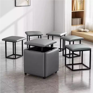 Ottoman hiện đại kết hợp Cube có thể gập lại phân 5 trong 1 đa chức năng di chuyển Rubiks cube phân với bánh xe - Product Image 6