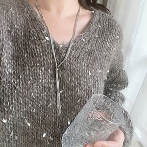 Collar Ajustable de Acero Inoxidable con Tres Capas de Cadenas de Serpiente y Collar de Acero de Titanio Apilado - Product Image 2