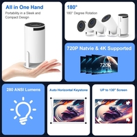 Mini proyector inteligente HY300 Estilo libre para XiaoMi Android WIFI Home Cinema 720P al aire libre 1080P 4K compatible con HDMI USB