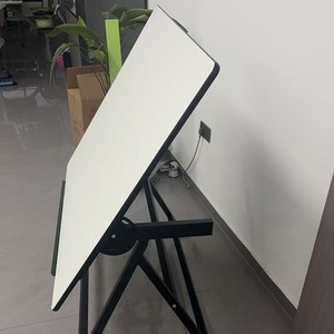 Table à dessin à angle réglable 120x90x116 cm en métal blanc autoportante pour bureau, salle d'étude et de formation - Product Image 3