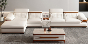 Nórdico moderno estilo simple hogar sala de estar sofá de cuero conjunto sofá sofás cubierta - Product Image 2