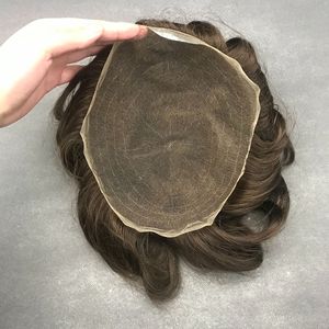 Parrucca <span class=keywords><strong>da</strong></span> <span class=keywords><strong>uomo</strong></span> in pizzo integrale, realizzata a mano, con <span class=keywords><strong>capelli</strong></span> <span class=keywords><strong>veri</strong></span>, rete HD per extension, <span class=keywords><strong>capelli</strong></span> corti, multicolore - Product Image 4