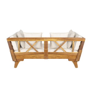 Modern Portable Comfortable Outdoor Furniture Three Seater Teak <b>Wood</b> <b>Sofa</b> for Living Room - Product Image 5