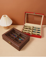 Vintage Hign fin 8 fentes lunettes boîte de rangement lunettes lunettes de soleil vitrine organisateur pour hommes femmes