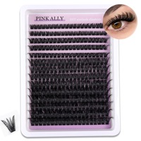 Kit d'extension de cils DIY, marque privée, cils en éventail faits à la main, segments de cils, grappes de cils en fourrure, 14 rangées, emballage personnalisé