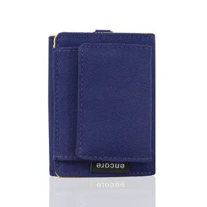 Custom canvas wallet fabric slim bifold travel wallet rfid blocking canvas short wallet