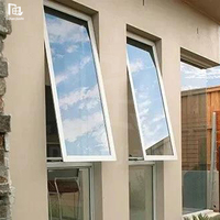 Fenêtre à auvent en alliage d'aluminium à double vitrage avec verre trempé, système de levage à chaîne, design moderne pour salle de bain, chambre, villa