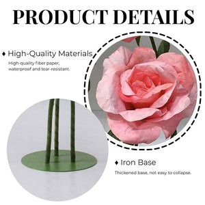 ดอกกุหลาบพีชยักษ์ประดิษฐ์พร้อมขาตั้ง ดอกไม้ปลอมขนาดใหญ่เหมือนจริงสำหรับงานแต่งงาน ตกแต่งบ้าน และถ่ายภาพ |   ไม่ต้องใช้แจกัน - Product Image 2