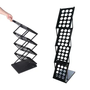 Mobile Portable Steel Brochure Catalogue Flyer Shelf Stand Holder / Banner Stand with Bag / Case