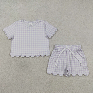 Vêtements d'été RTS pour bébés filles, chemises à carreaux à manches courtes et ensembles de shorts à volants - Product Image 3