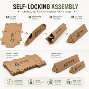 Custom Reusable Kraft Triangular Mailing Tube <b>Corrugated</b> <b>Paper</b> Mailer Packaging Shipping Box UV Coating Embossing for Apparel - Product Image 2