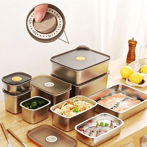 Boîte de conservation des aliments dédiée au réfrigérateur, boîte à bento pour fruits en acier inoxydable 304 de qualité alimentaire, réfrigération par congélation, hermétique - Product Image 4