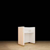 Station de salon moderne professionnelle, comptoir de réception avec construction en MDF durable et écologique pour clinique de beauté, hôpital et centre commercial
