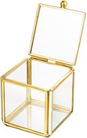 Yinliang Kleine Glasbox Verzierte Schmuckschatulle für Ringe und Ohrringe Dekorative Aufbewahrungsbox Hochzeits- und Geburtstagsgeschenk (Gold)