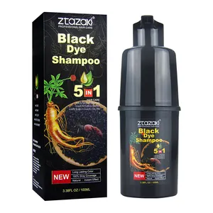 Novo shampoo 5 em 1 para tintura de cabelo preto, creme de cabelo preto sem amnia, 100ml, trabalho rápido em 5 minutos