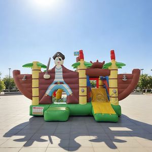 Structure gonflable commerciale combinée : château de saut pirate avec toboggan - Product Image 1