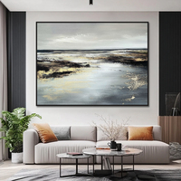 Grande peinture à l'huile abstraite faite à la main sur toile de lin, paysage côtier moderne, pour décoration murale (tailles personnalisables)