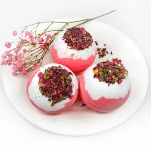 100% natürliche Inhaltsstoffe Bade bomben mit Blume Auf Lager Lebendige Farben Exquisite Moist urize Fizzy Ball Für Geburtstags geschenk